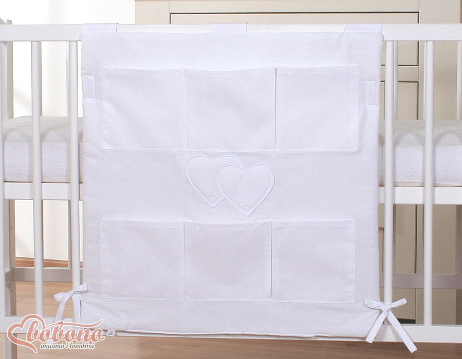 Cot tidy- Hanging Hearts white