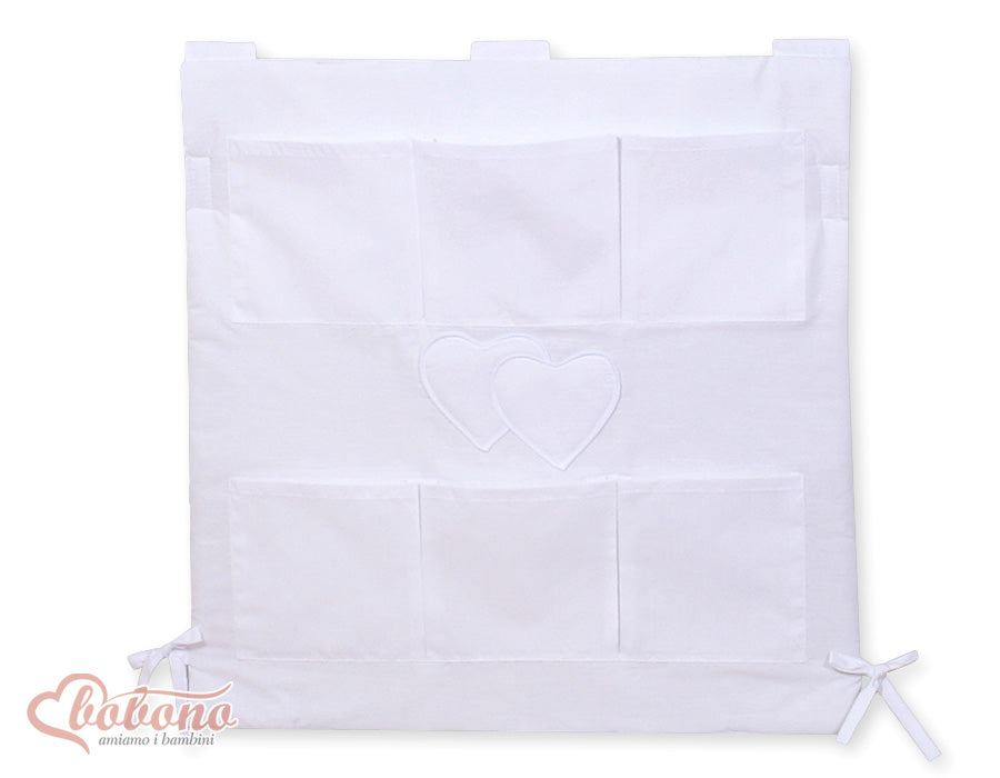 Cot tidy- Hanging Hearts white