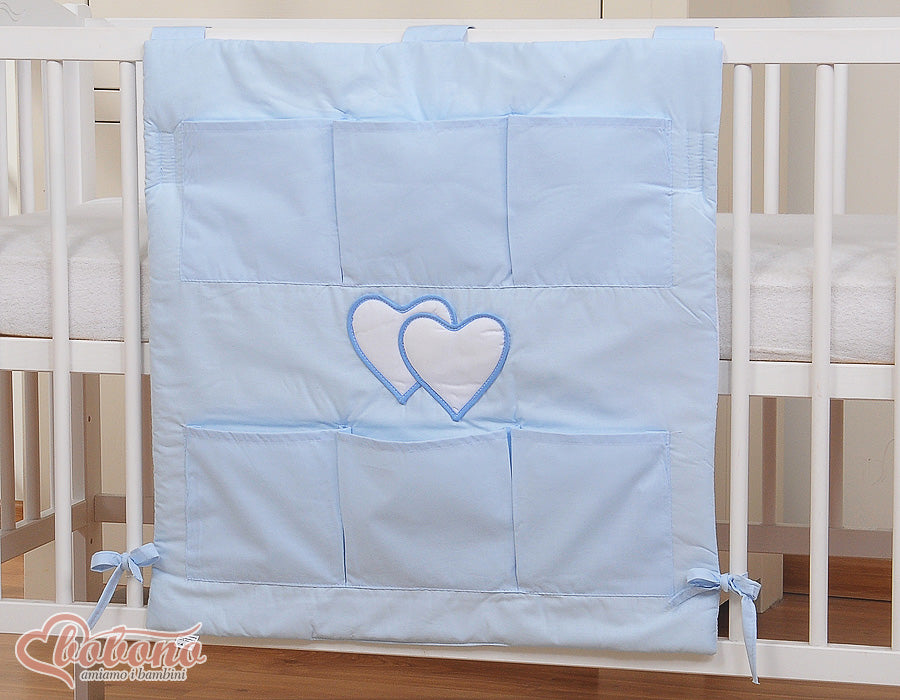 Cot tidy- Hanging Hearts pink