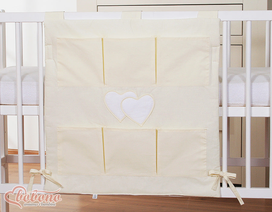 Cot tidy- Hanging Hearts pink