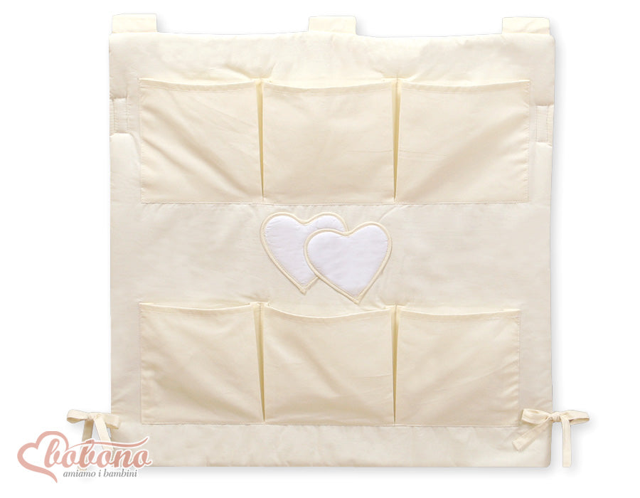 Cot tidy- Hanging Hearts pink