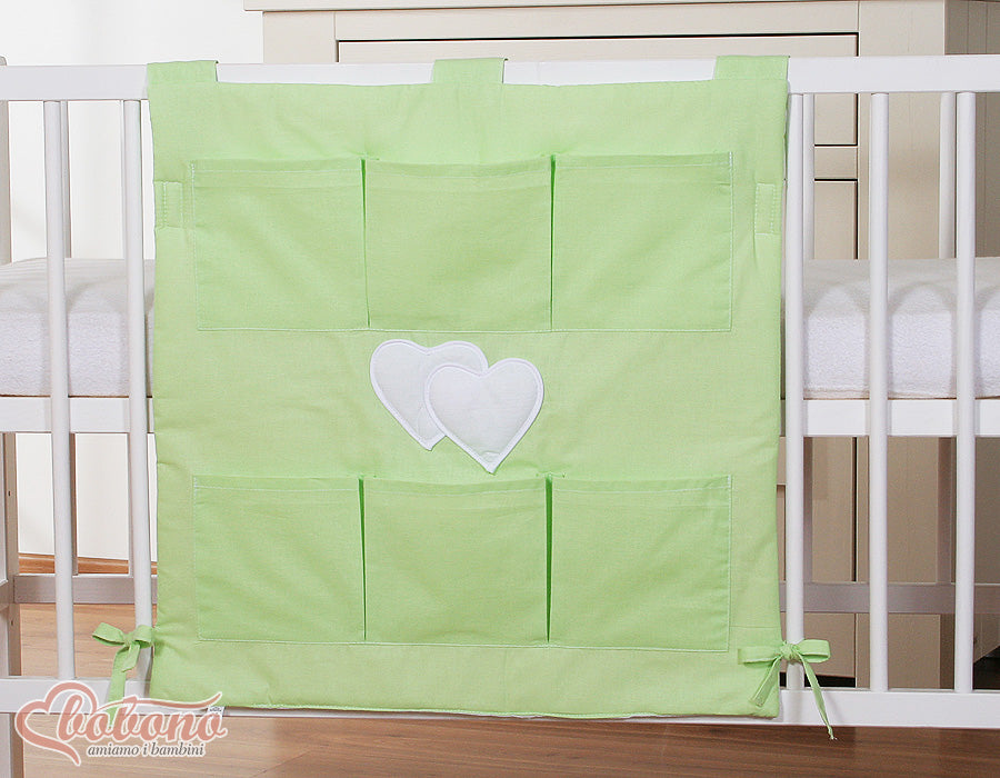 Cot tidy- Hanging Hearts pink