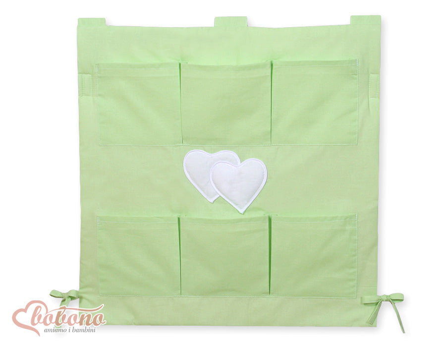Cot tidy- Hanging Hearts pink