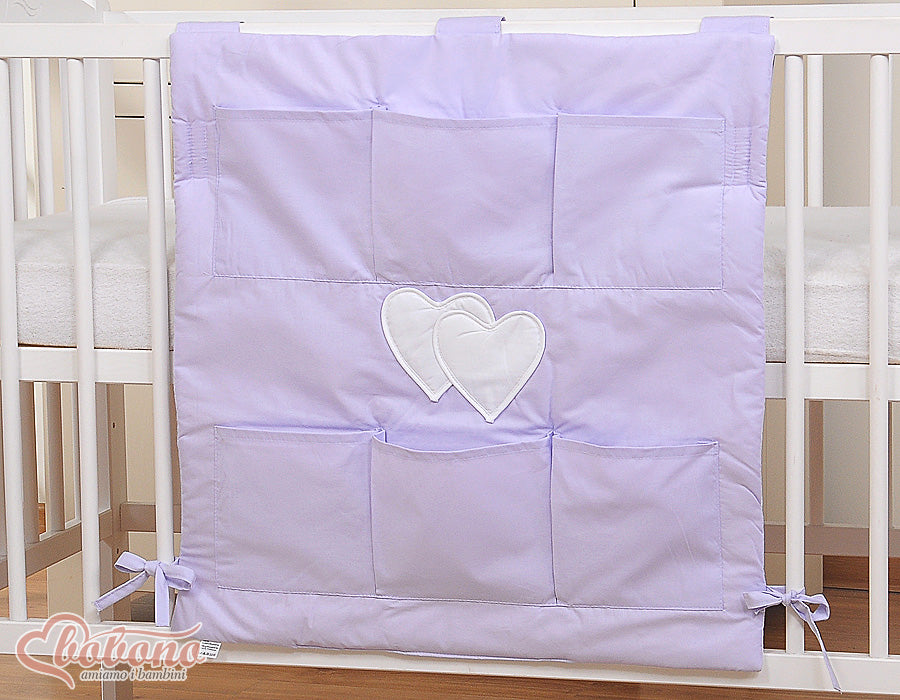 Cot tidy- Hanging Hearts pink