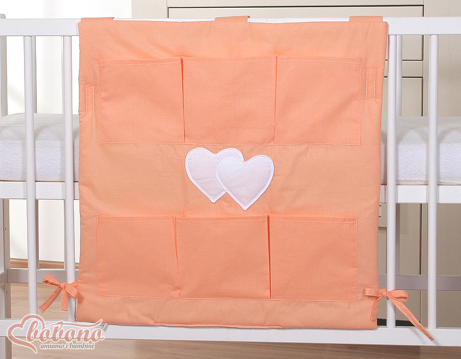 Cot tidy- Hanging Hearts pink