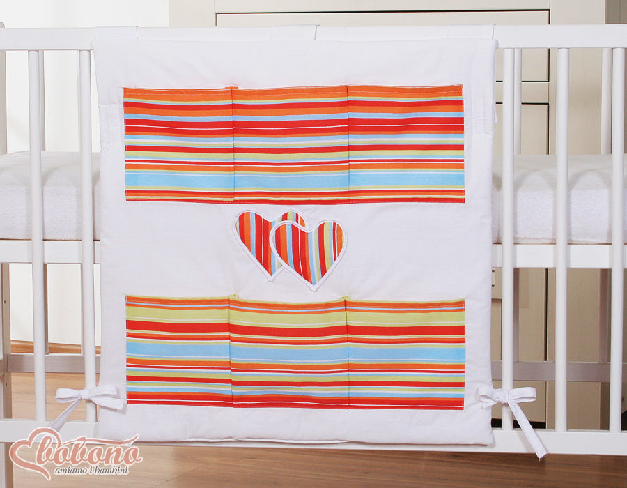 Cot tidy- Hanging Hearts pink