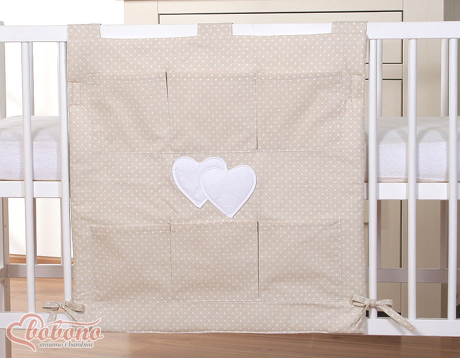 Cot tidy- Hanging Hearts pink