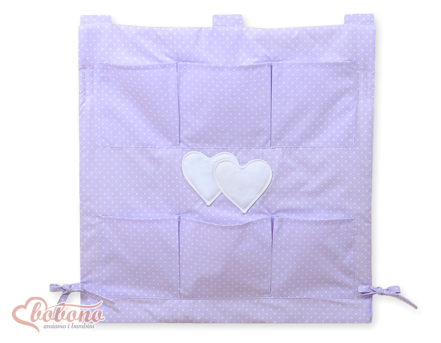 Cot tidy- Hanging Hearts pink