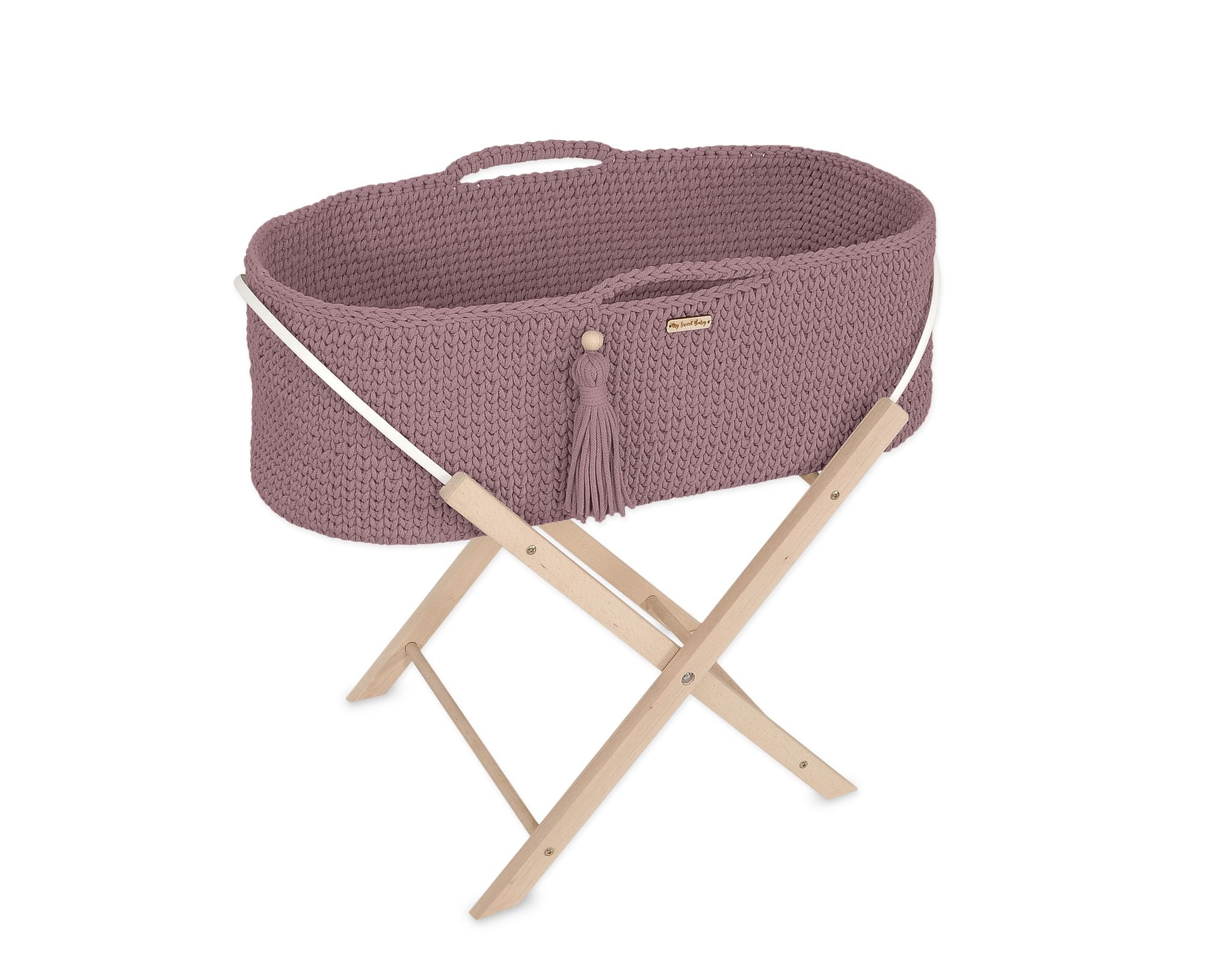 Moses basket BOHO Handmade with stand - mauve