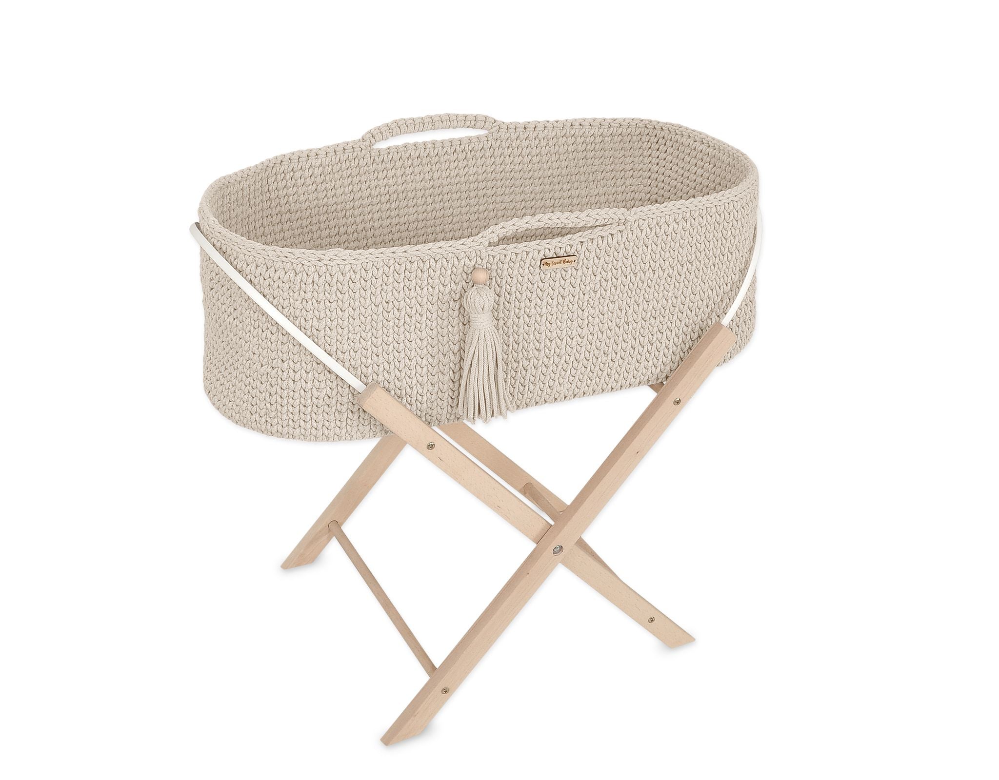 Moses basket BOHO Handmade with stand - cream