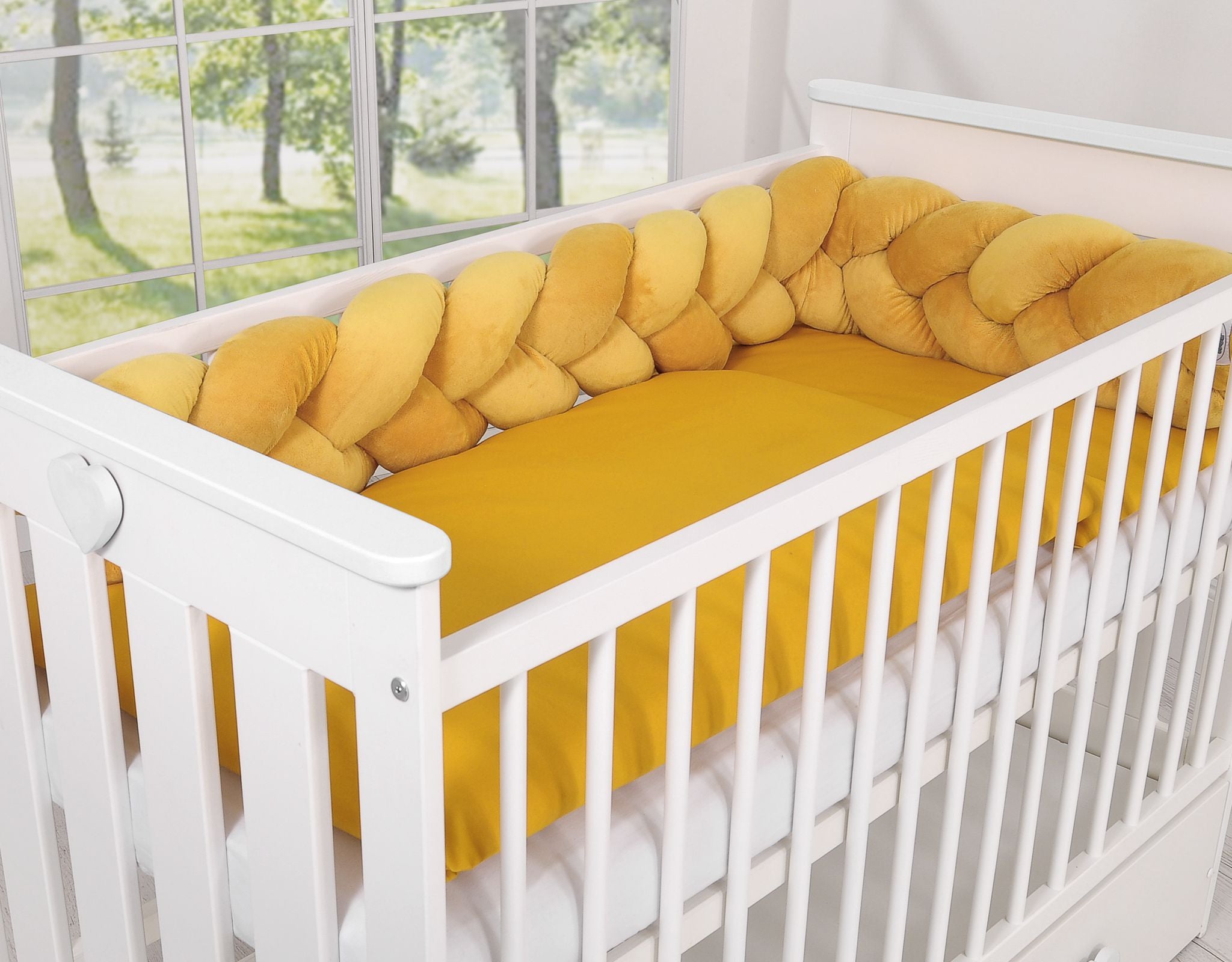 Knot bumper minky 180cm- honey yellow