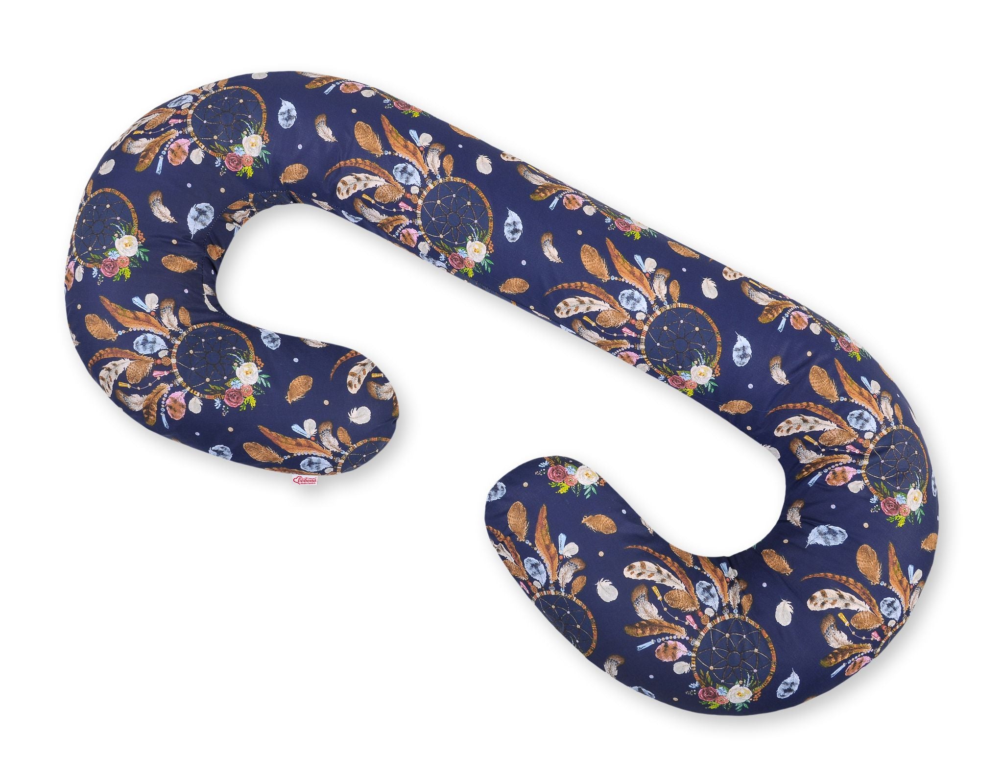 Maternity Support Pillow C, removable pillowcase - dream catchers dark blue