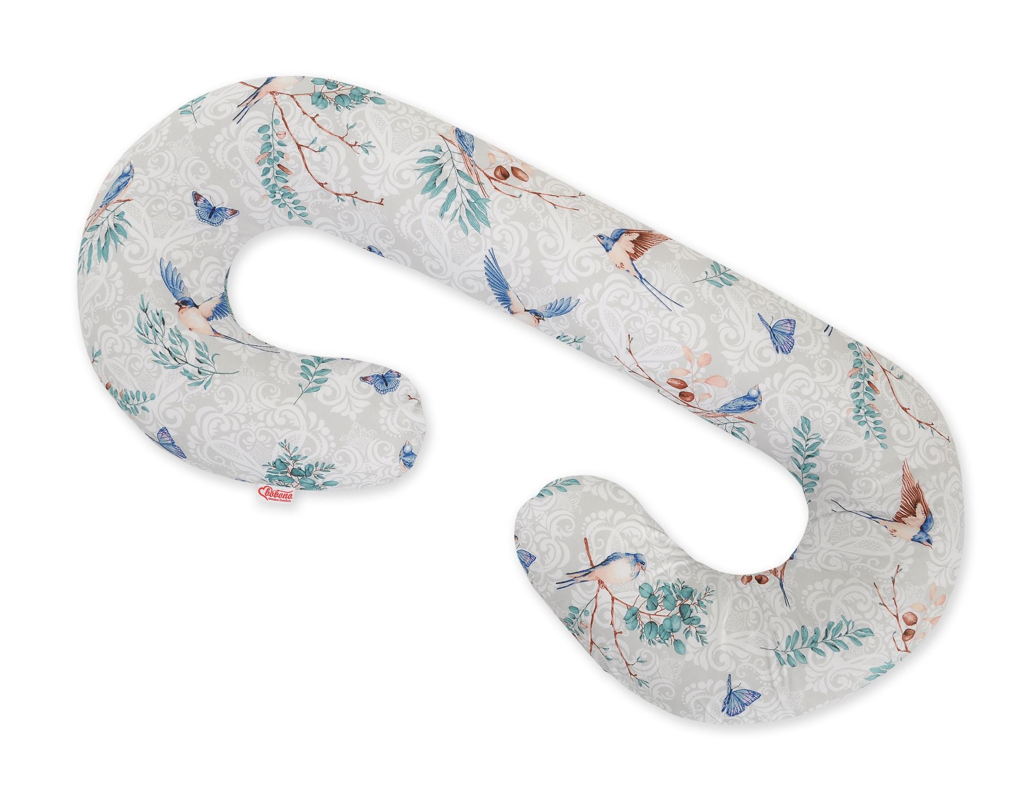 Maternity Support Pillow C, removable pillowcase - Blue birds