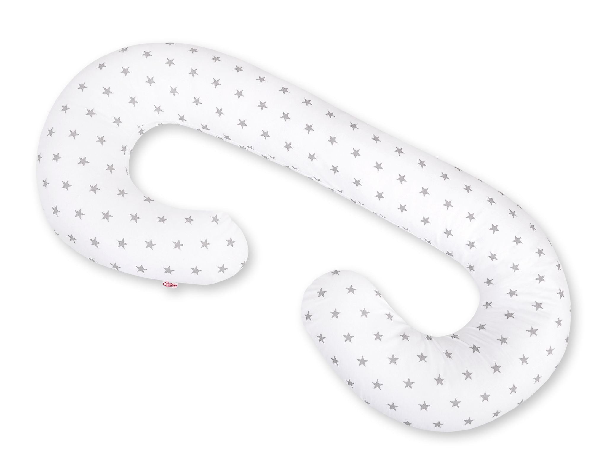 Maternity Support Pillow C, removable pillowcase - white with grey stars