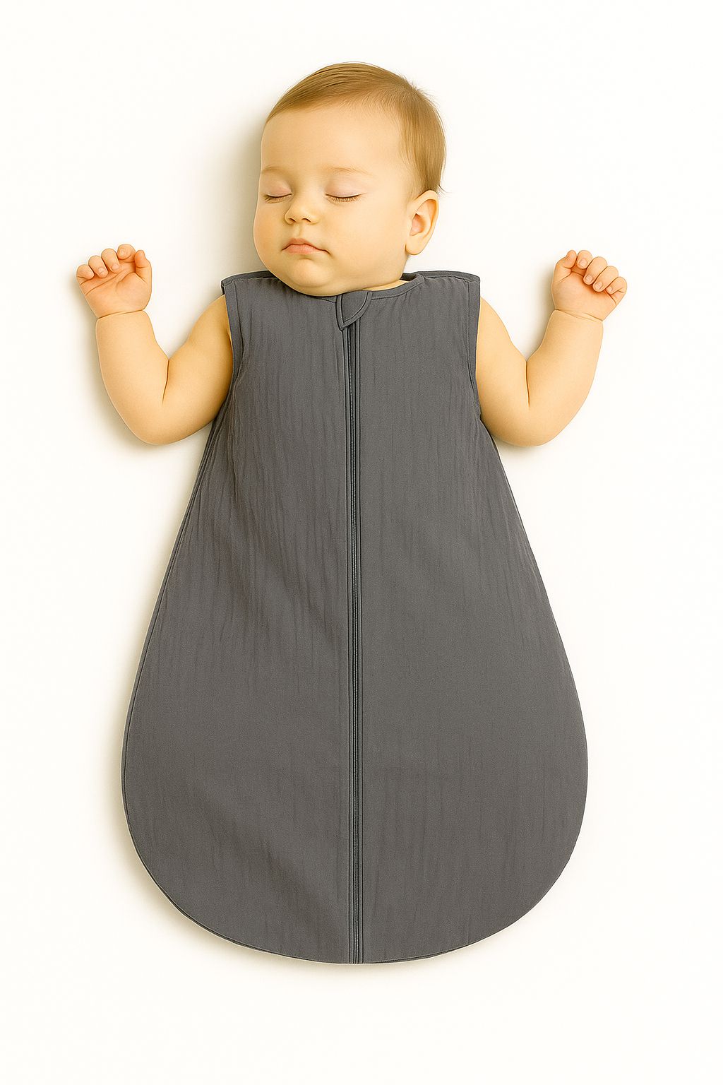 Muslin baby sleeping bag 0-6 months S for summer TOG 1.0 - anthracite
