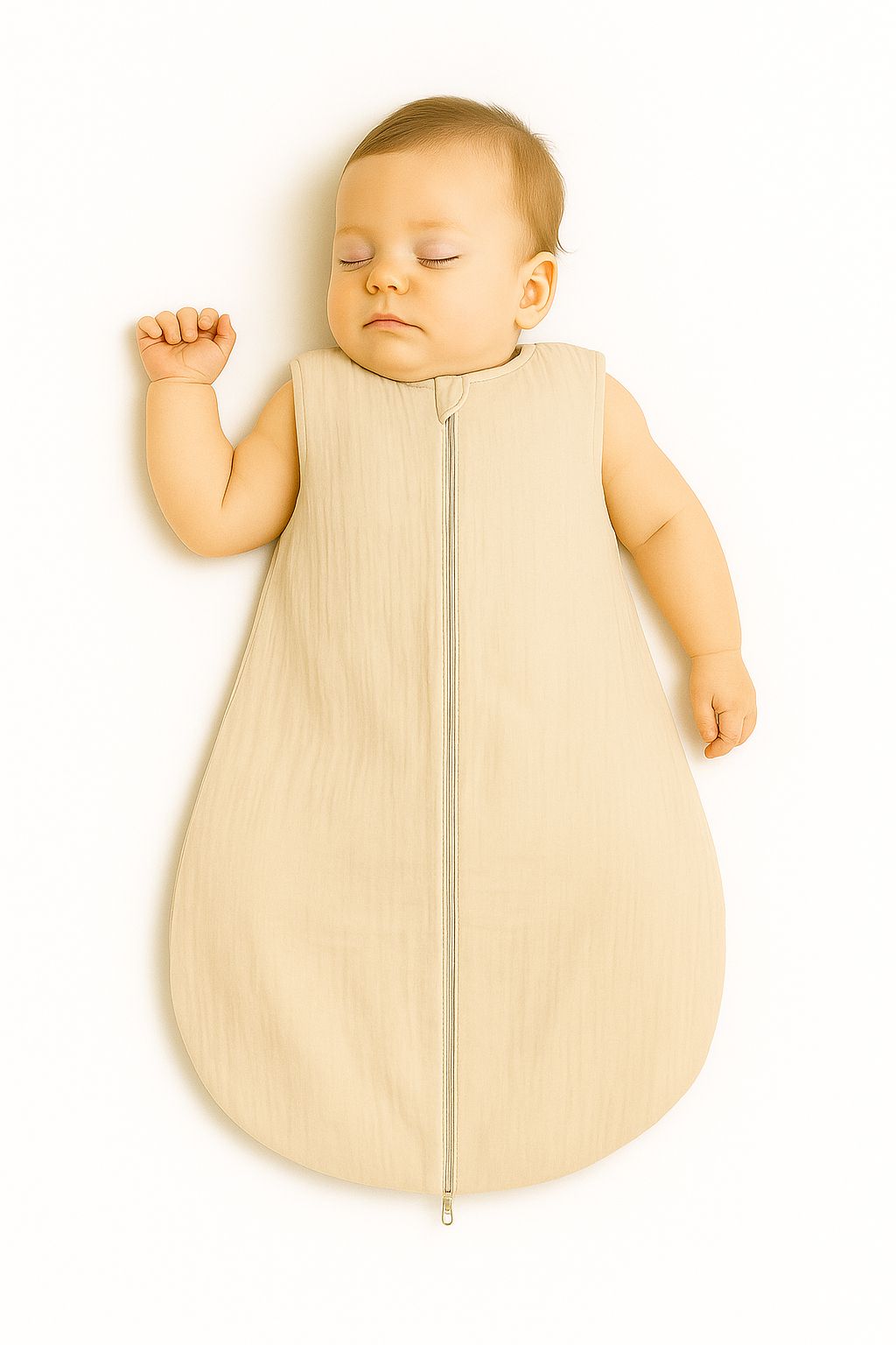 Muslin baby sleeping bag 0-6 months S for summer TOG 1.0 - cream