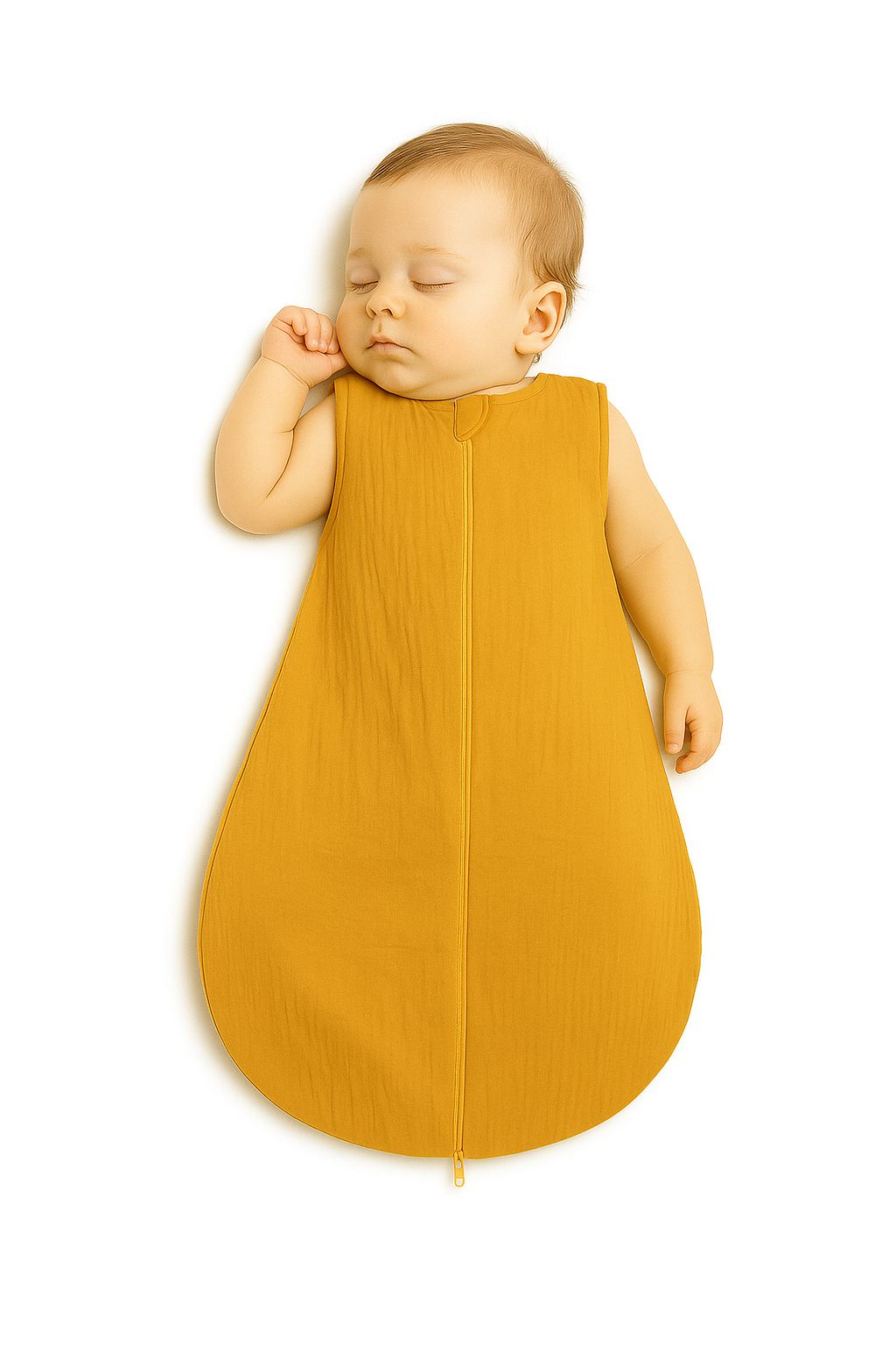Muslin baby sleeping bag 0-6 months S for summer TOG 1.0 - honey yellow