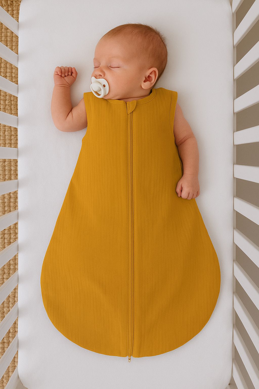 Muslin baby sleeping bag 0-6 months S for summer TOG 1.0 - honey yellow