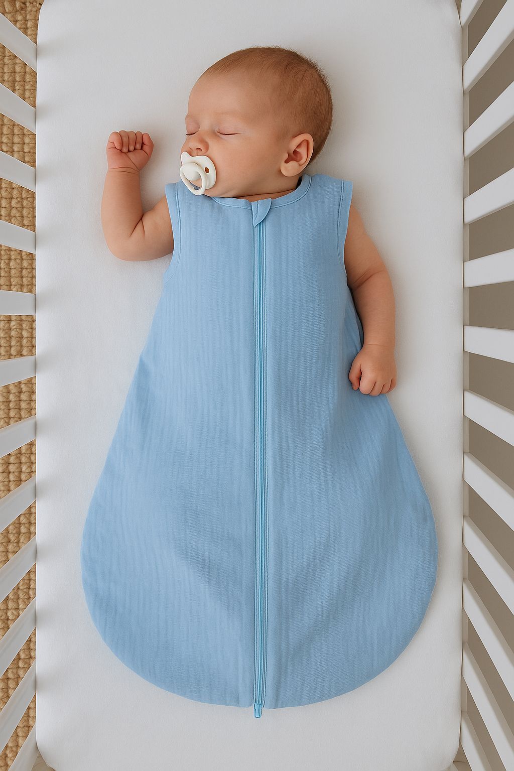 Muslin baby sleeping bag 0-6 months S for summer TOG 1.0 - blue