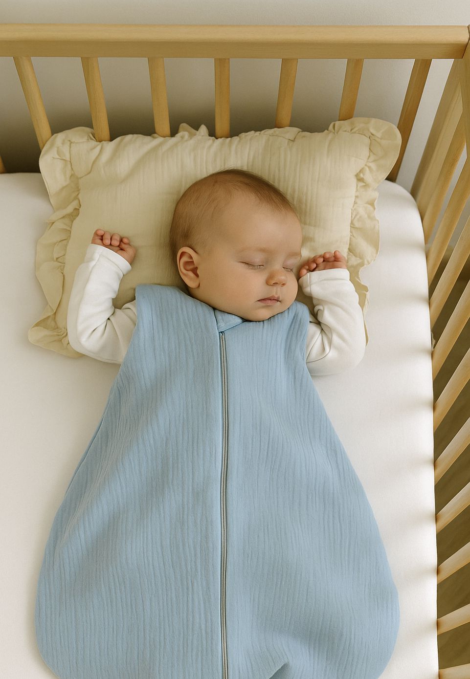 Muslin baby sleeping bag 0-6 months S for summer TOG 1.0 - blue