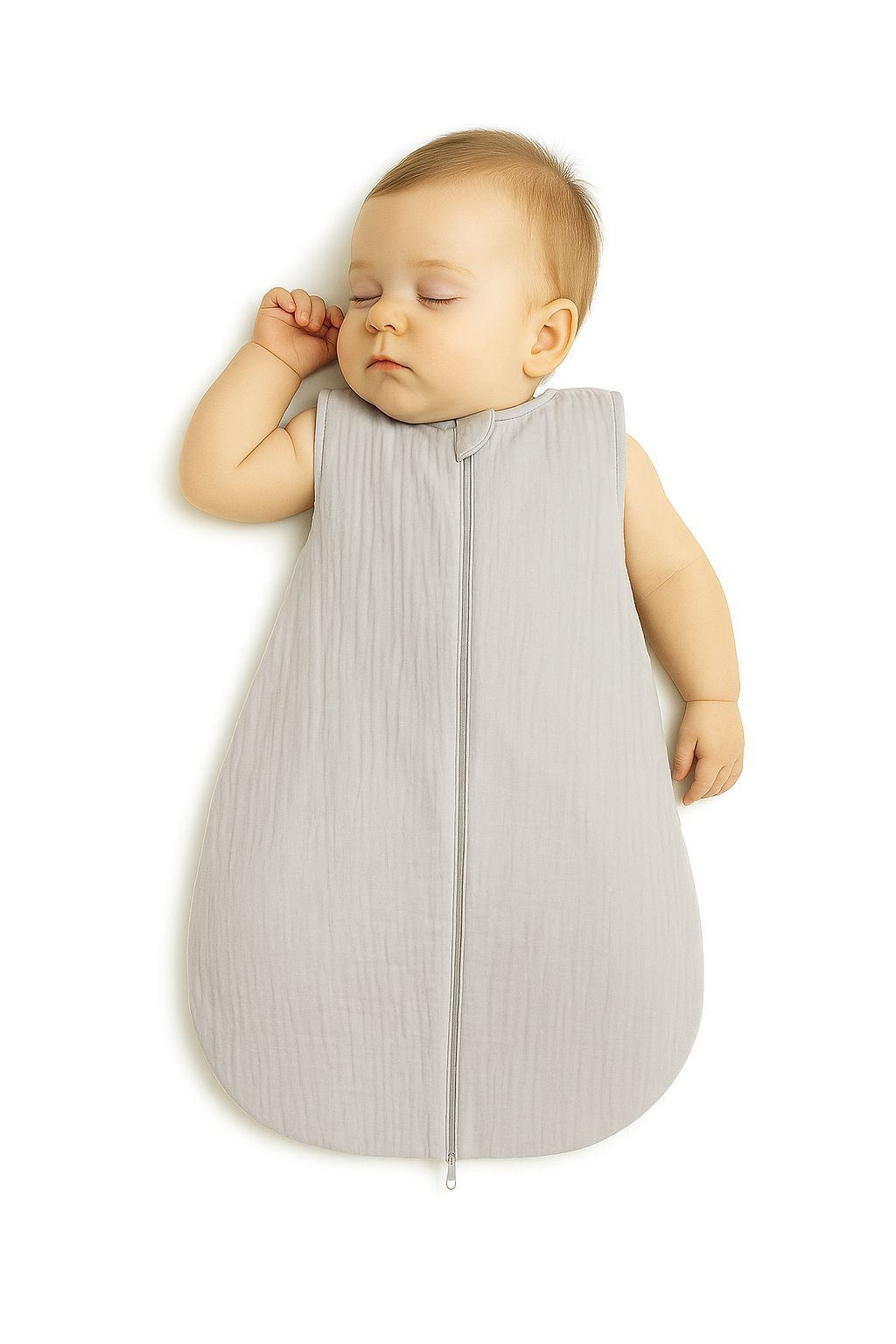 Muslin baby sleeping bag 0-6 months S for summer TOG 1.0 - grey