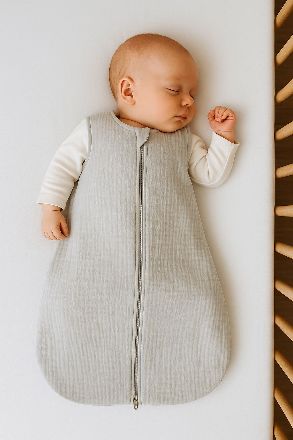 Muslin baby sleeping bag 0-6 months S for summer TOG 1.0 - grey