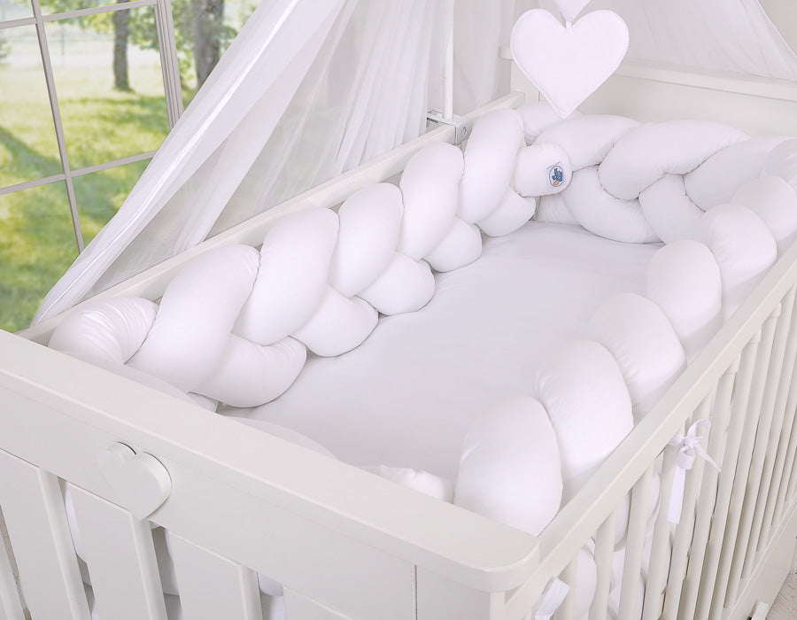 Wooden baby cot  120x60cm Lorenzo III white, with teething rail