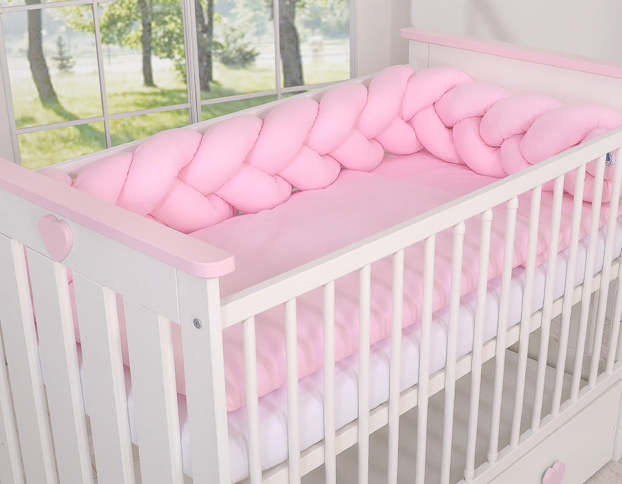 Wooden baby cot 120x60cm Lorenzo III white-pink, with teething rail