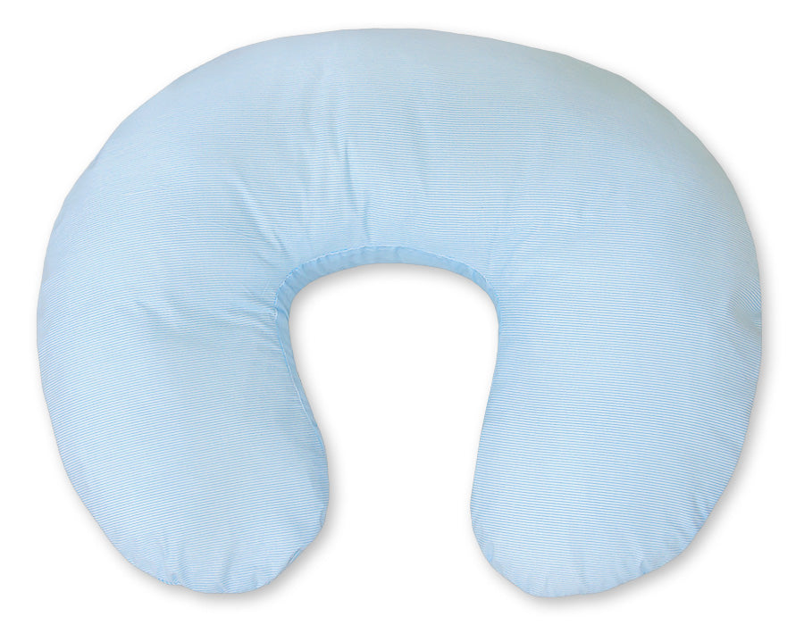 Breastfeeding Pillow Nursing Croissant Pillow, removable, Hands-Free Feeding - Blue strips