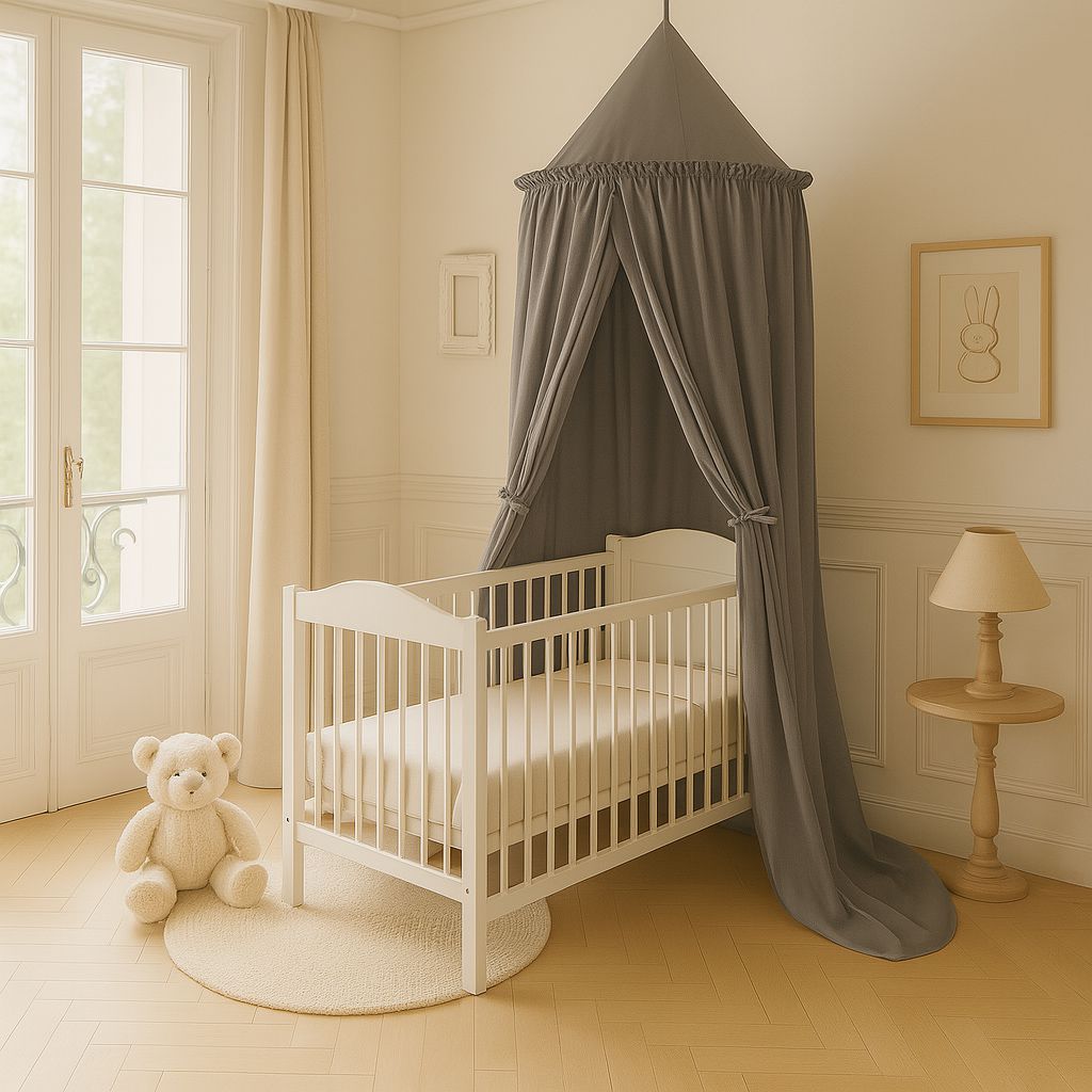 Hanging cotton canopy for children's room - anthracite