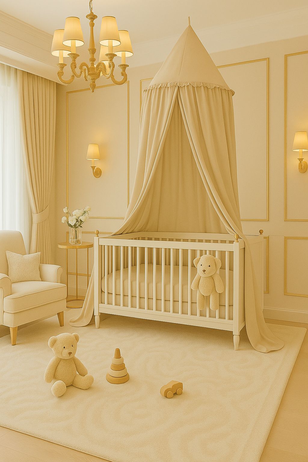 Hanging cotton canopy for children's room - beige