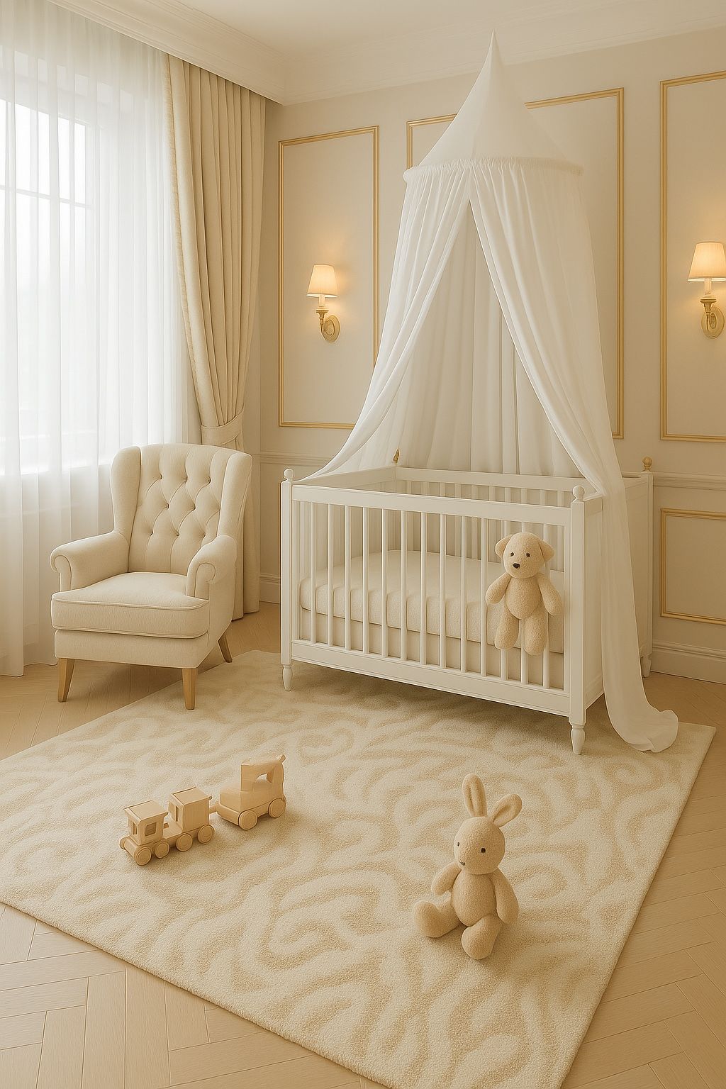 Hanging cotton canopy for children's room - white
