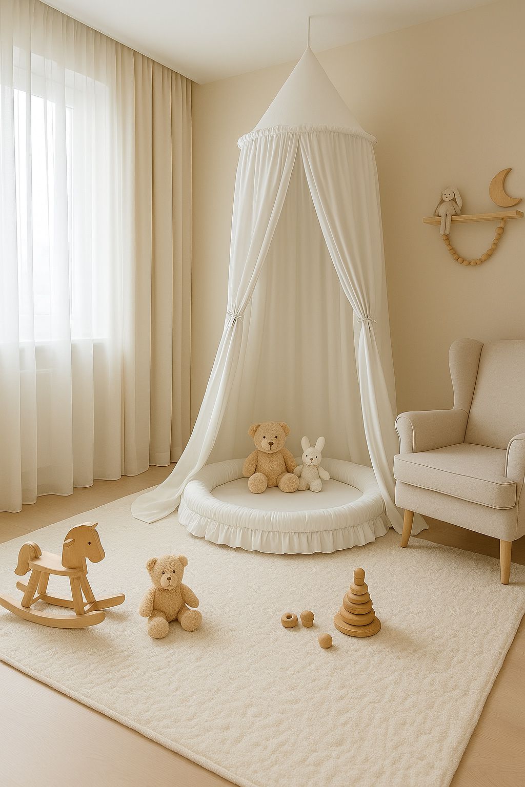 Hanging cotton canopy for children's room - white