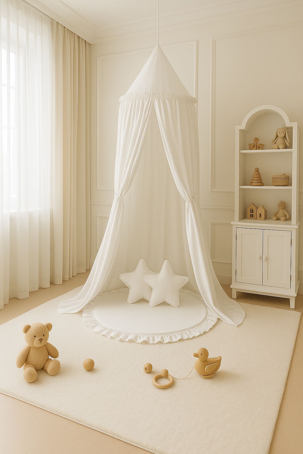 Hanging cotton canopy for children's room - white