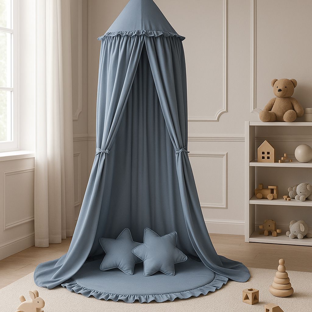 Hanging cotton canopy for children's room  - pastel blue