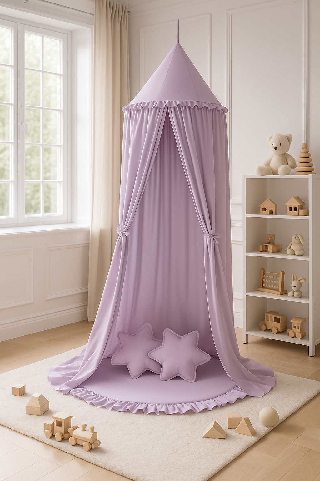 Hanging cotton canopy for children's room  - lila