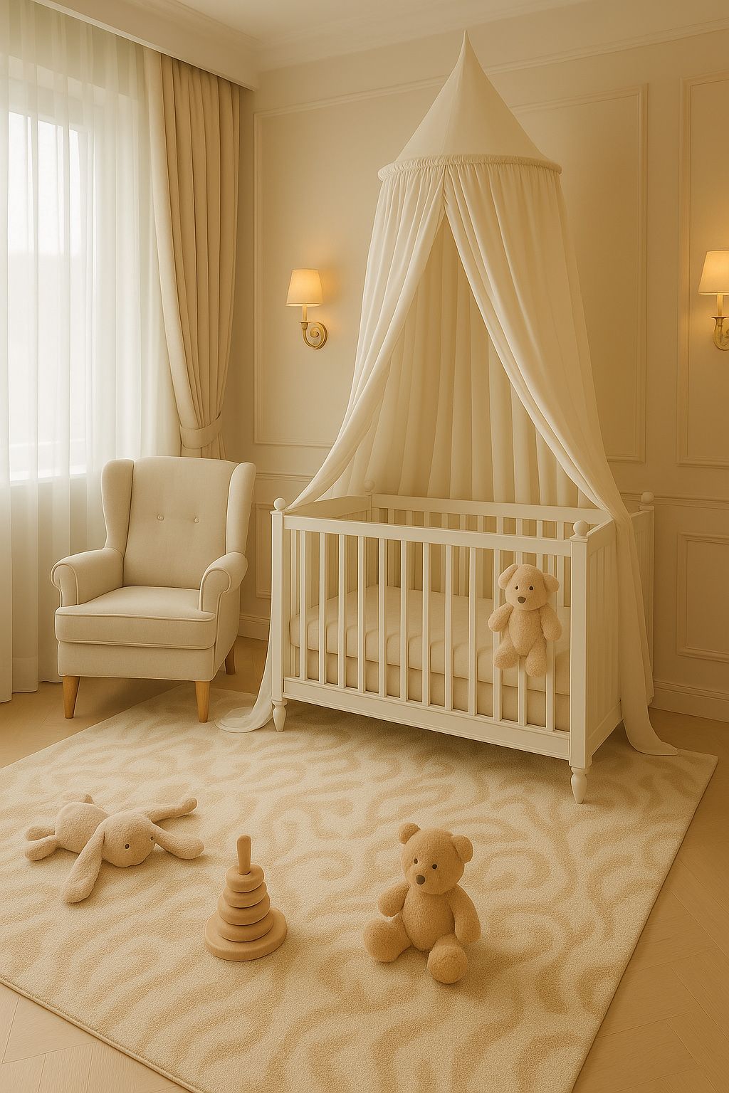 Hanging cotton canopy for children's room  - cream