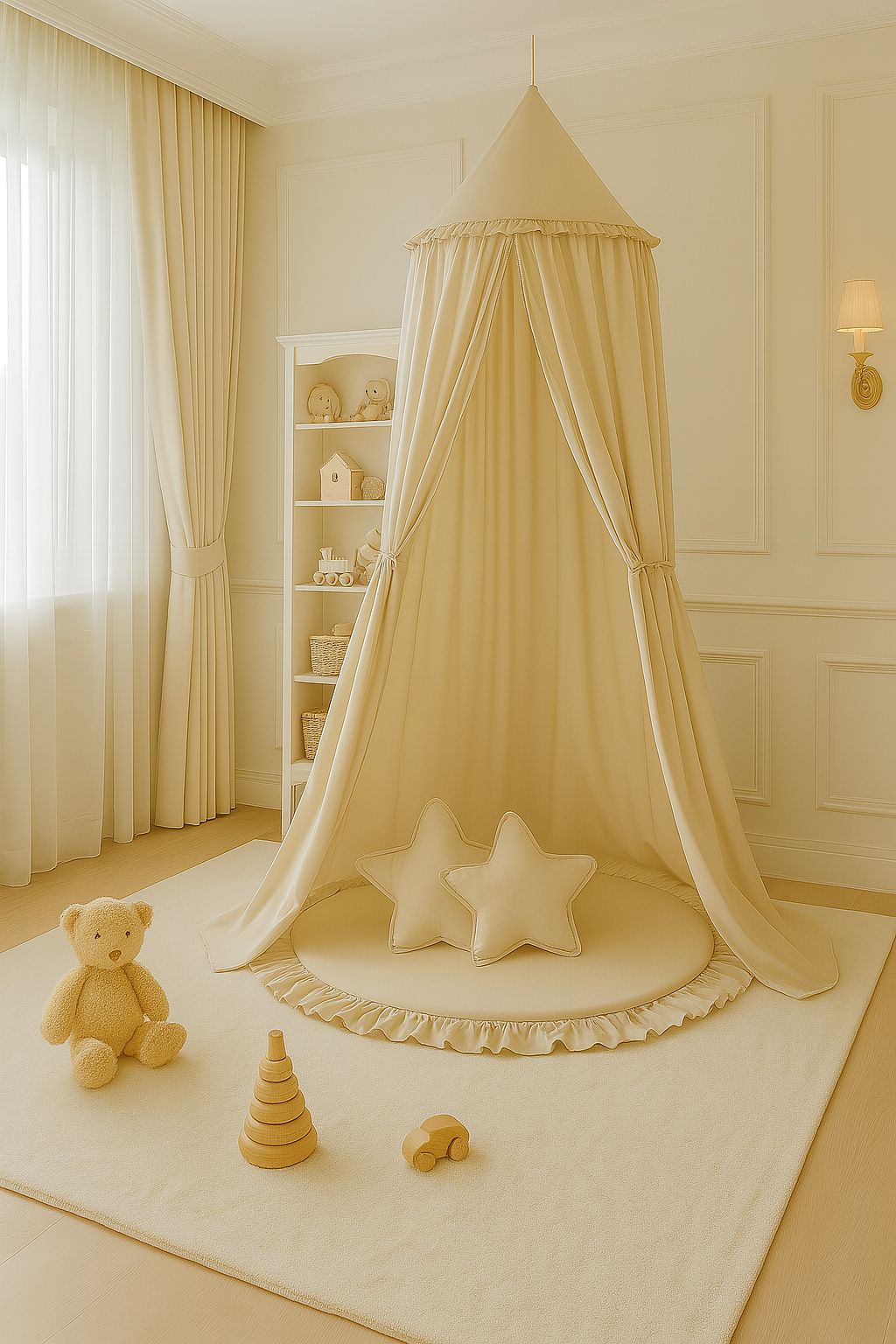 Hanging cotton canopy for children's room  - cream