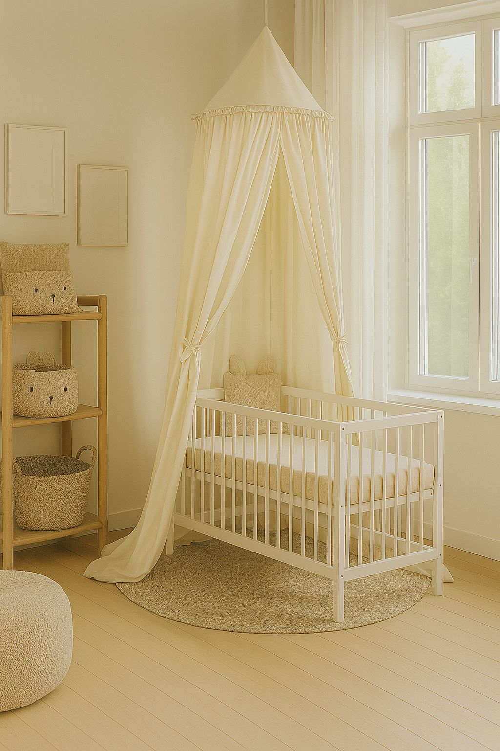 Hanging cotton canopy for children's room  - cream