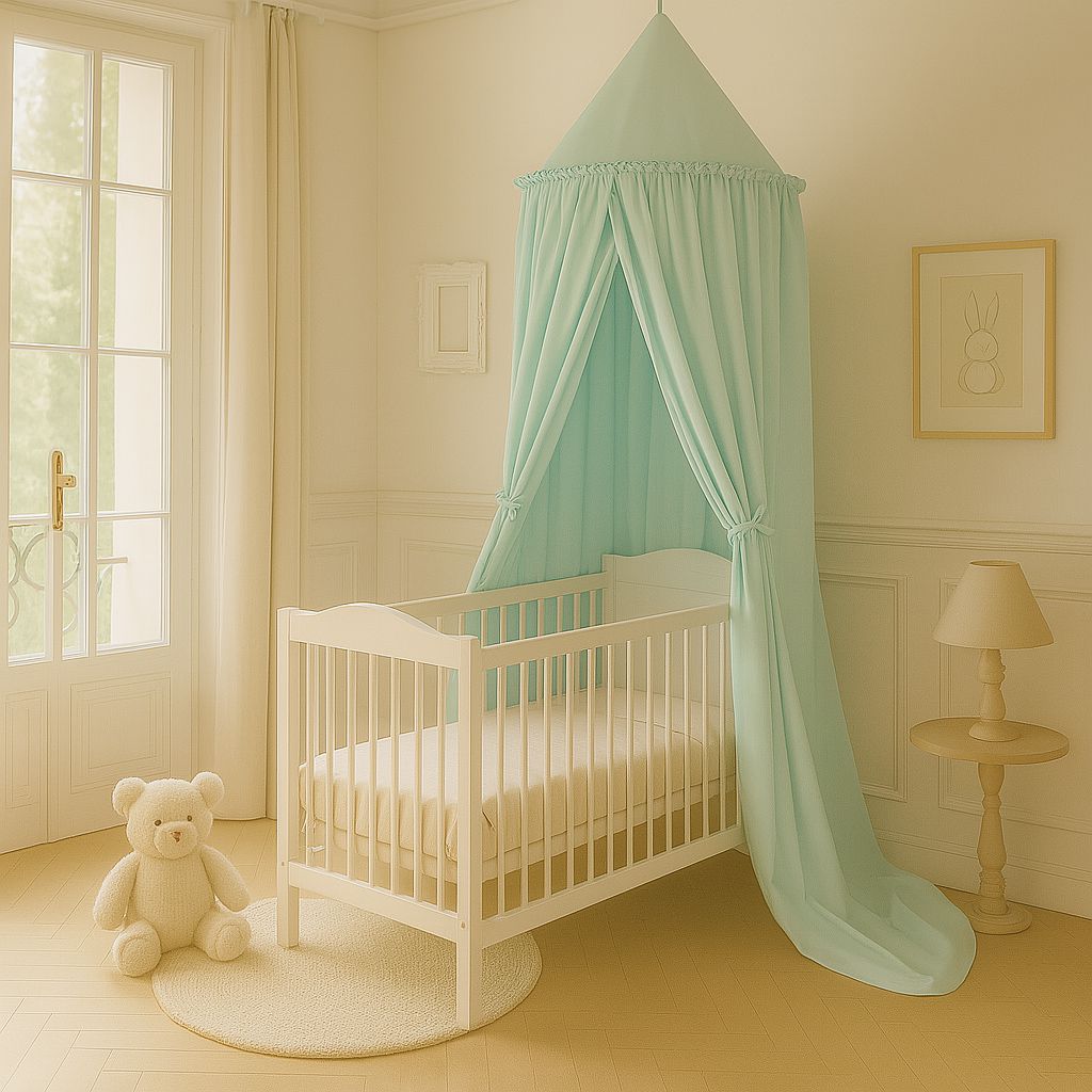 Hanging cotton canopy for children's room - mint