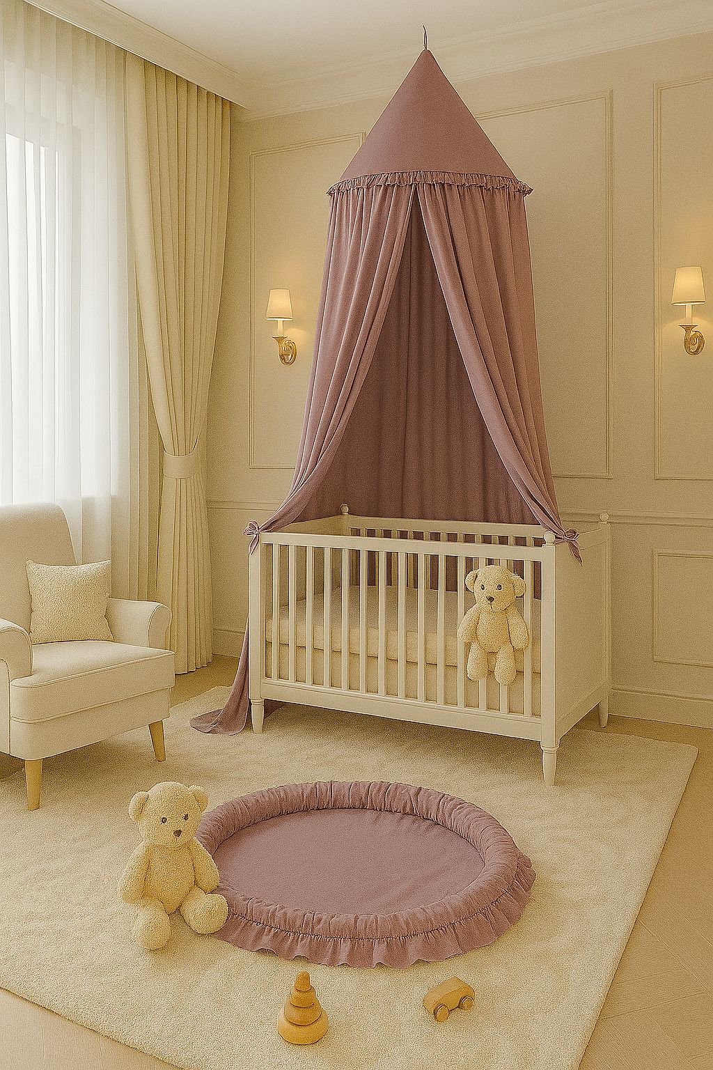 Hanging cotton canopy for children's room  - pastel violet