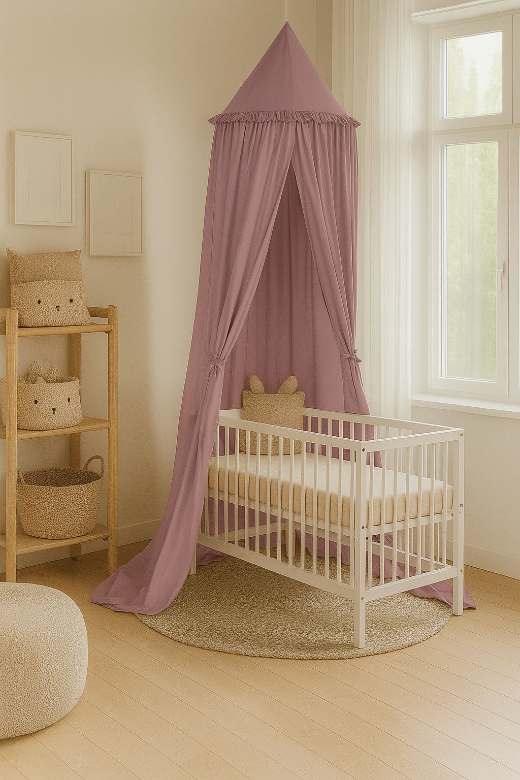 Hanging cotton canopy for children's room  - pastel violet