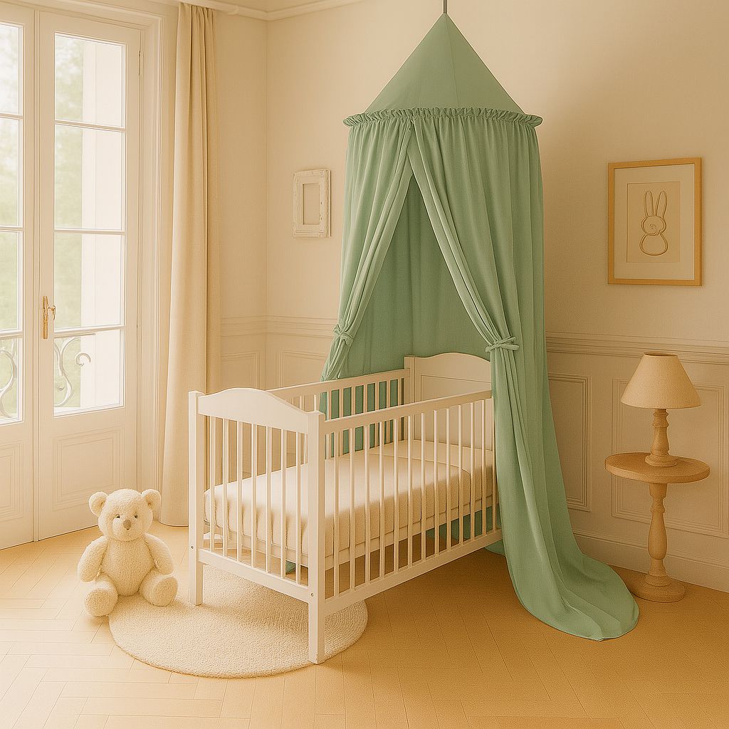 Hanging cotton canopy for children's room  - pastelgreen