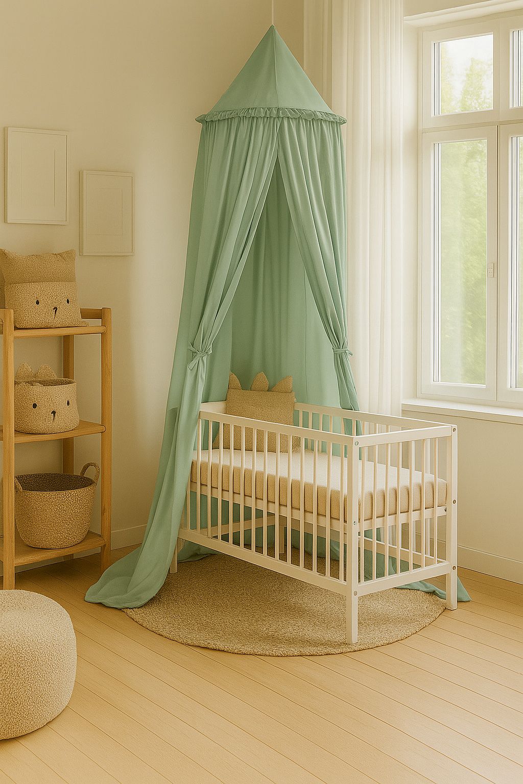 Hanging cotton canopy for children's room  - pastelgreen