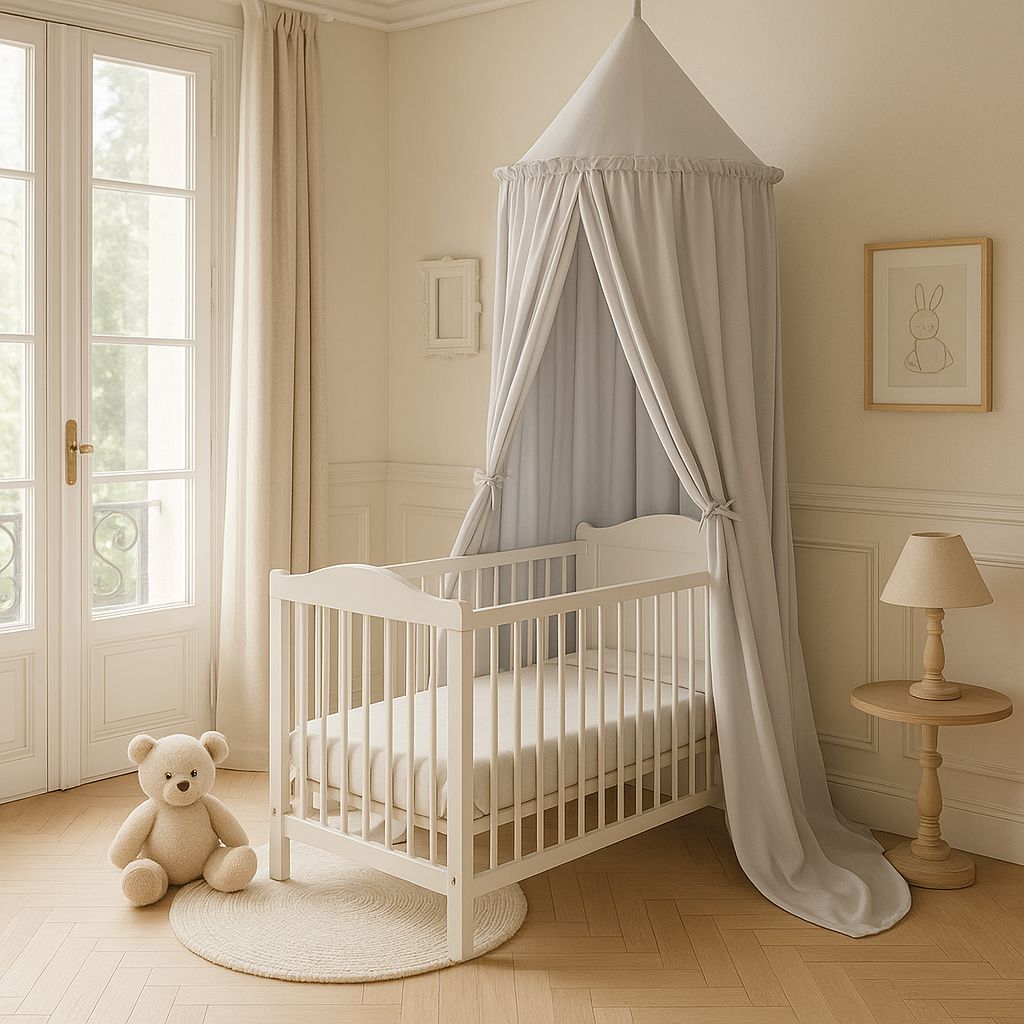 Hanging cotton canopy for children's room - gray