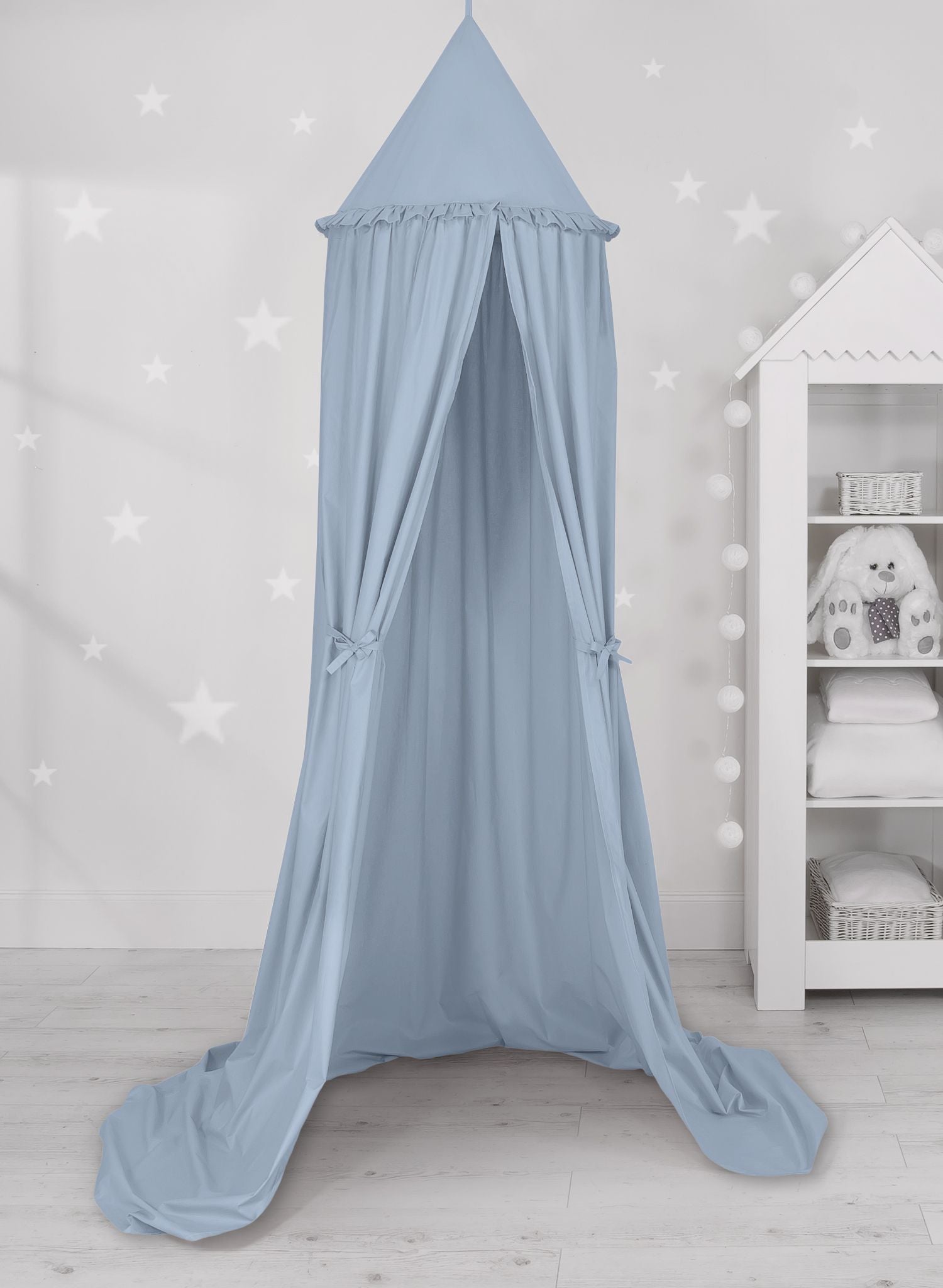 Hanging cotton canopy for children's room  - pastel blue
