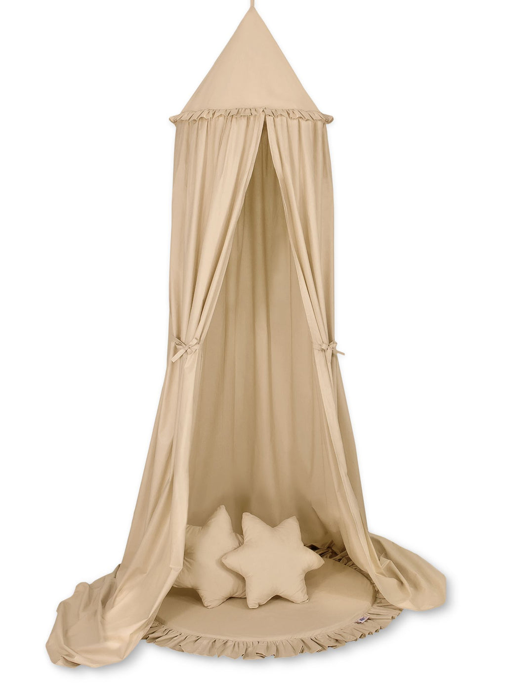 Set: Hanging baldachin for children's room cotton + Floor play mat- beige