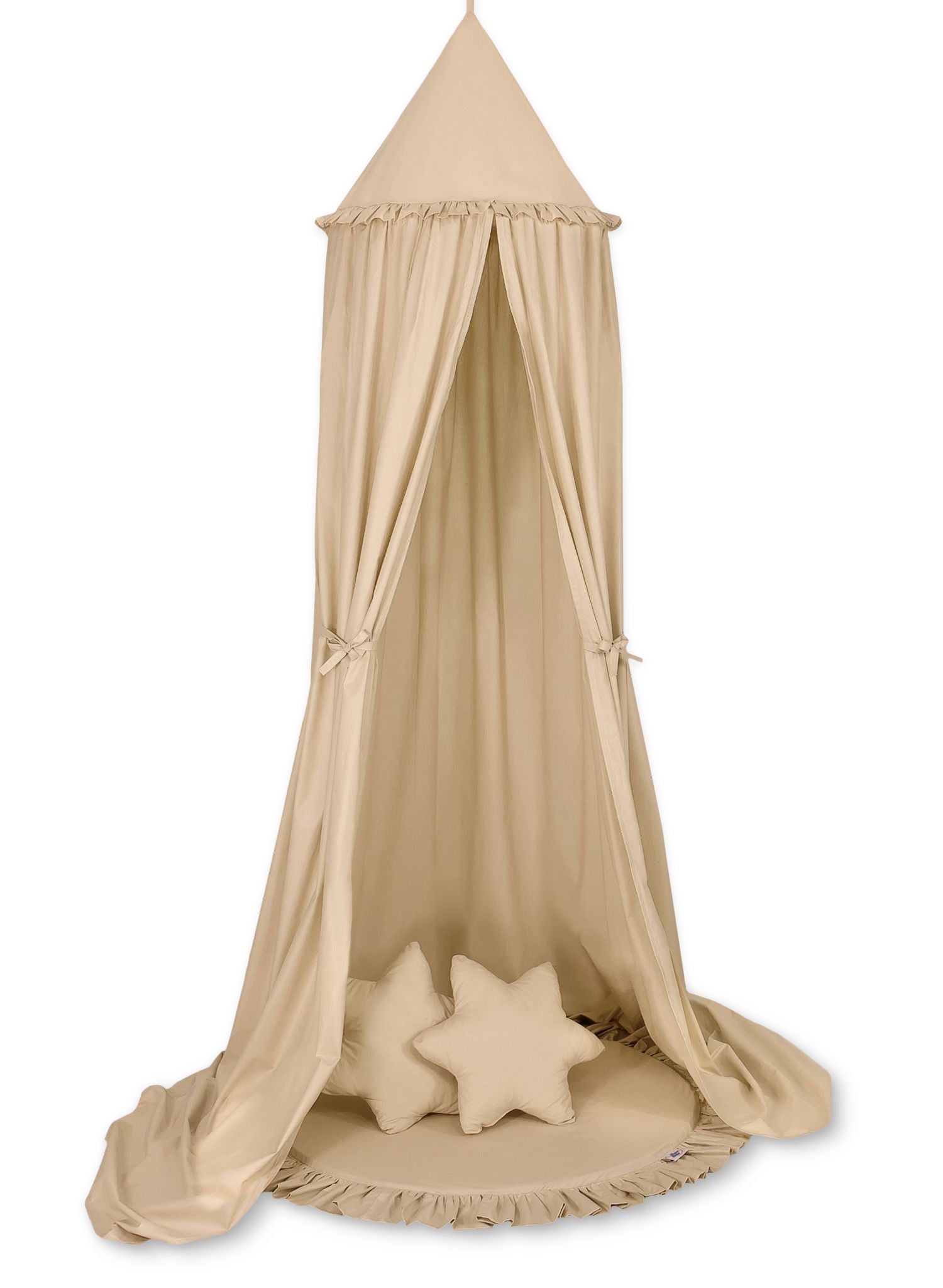 Set: Hanging baldachin for children's room cotton + Floor play mat- beige