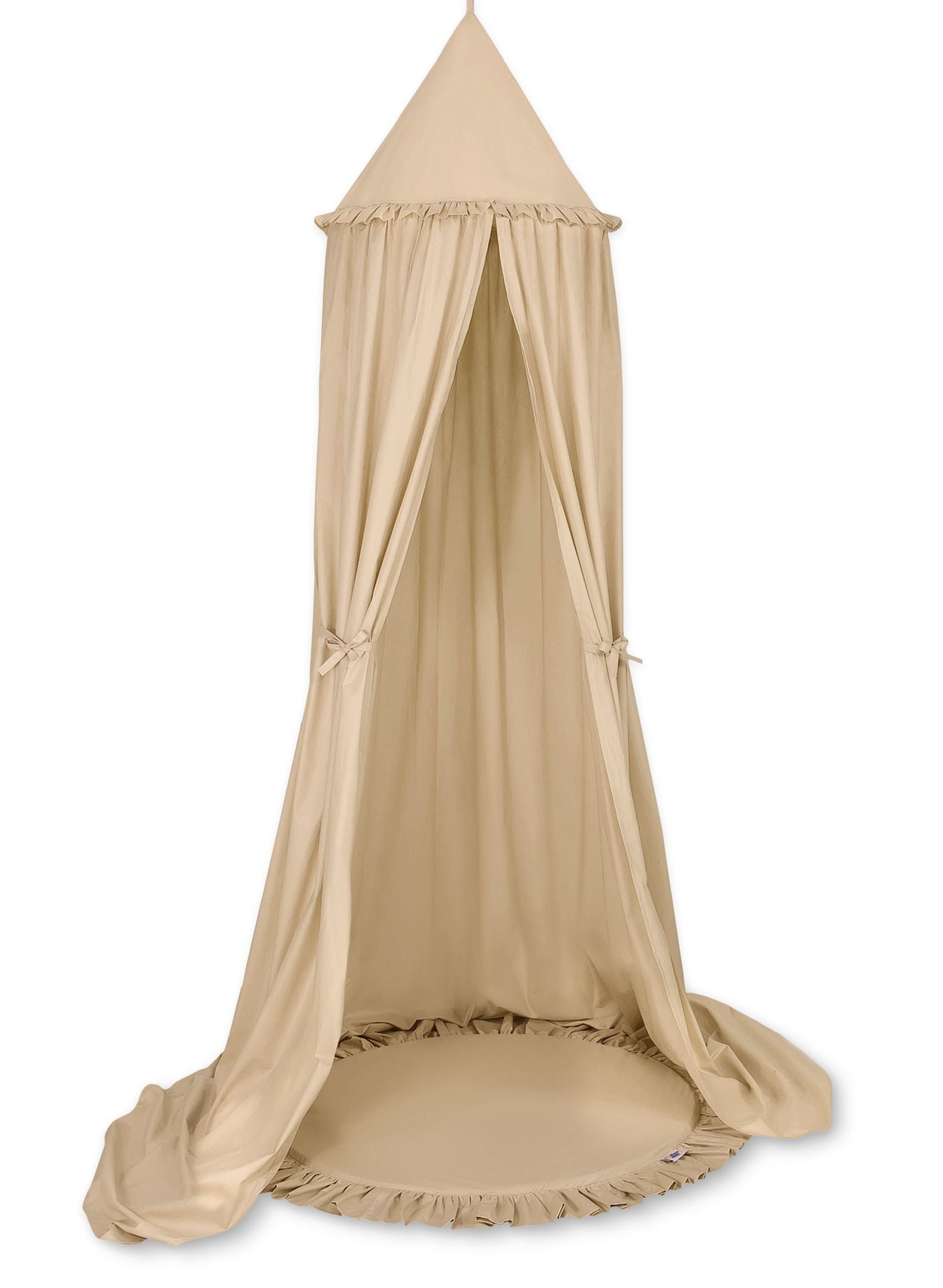 Set: Hanging baldachin for children's room cotton + Floor play mat- beige
