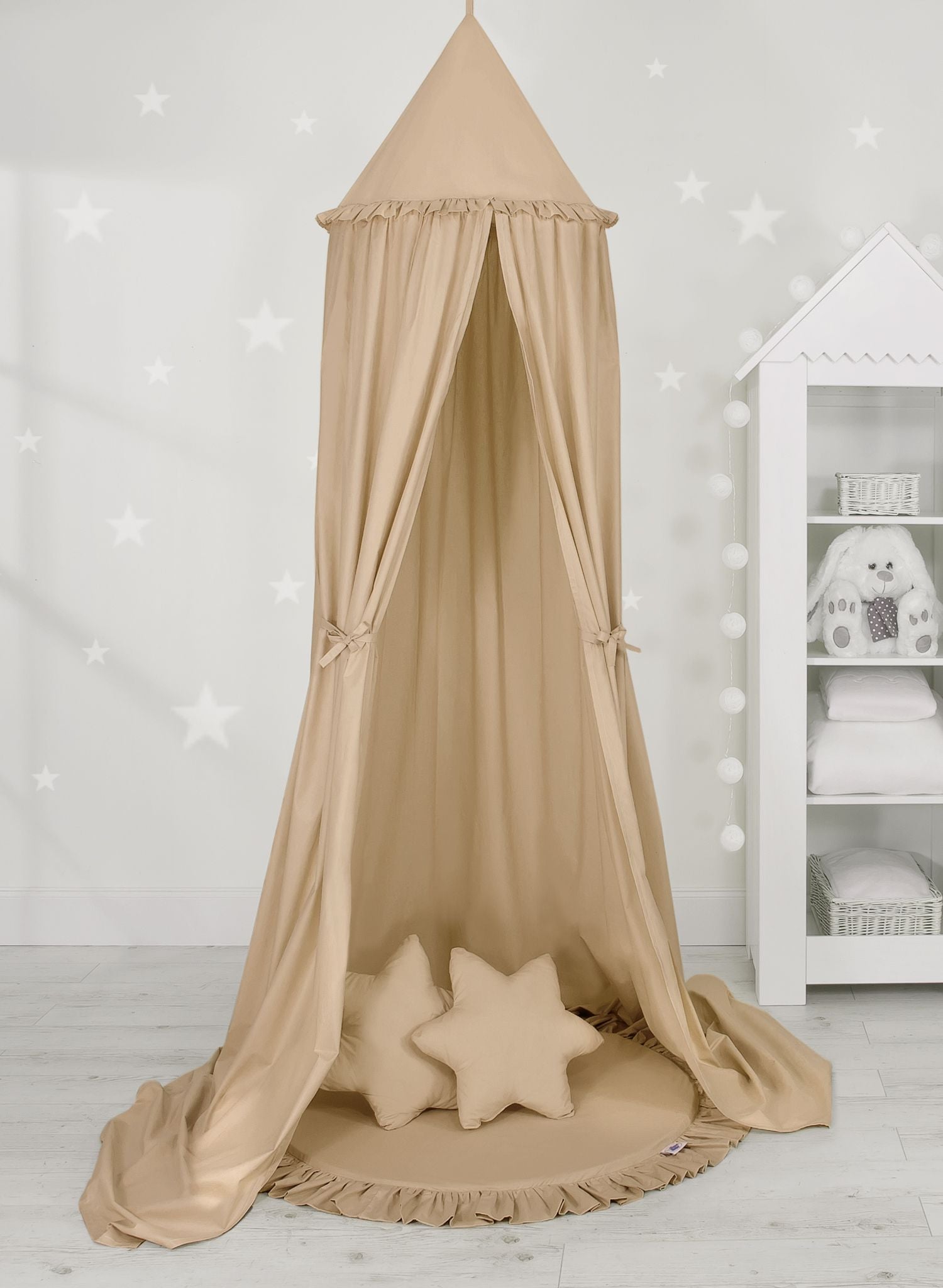 Hanging cotton canopy for children's room - beige